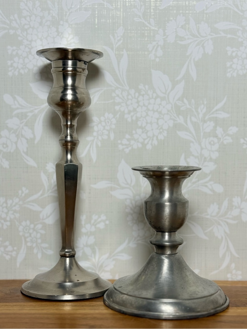 Vintage Pewter Taper Candlesticks Set of Two